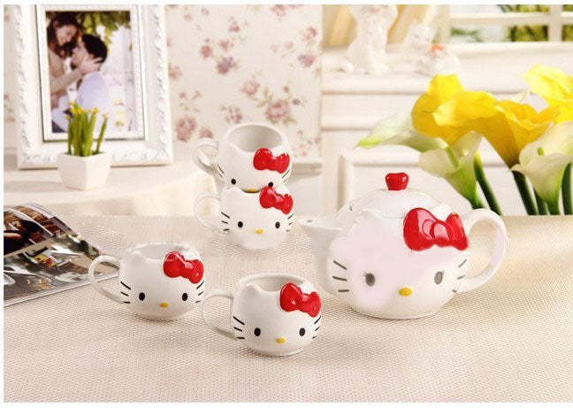 Hello offers Kitty / Kitty Cat Cup, Saucer and Kettle Set (Tea Set for One)